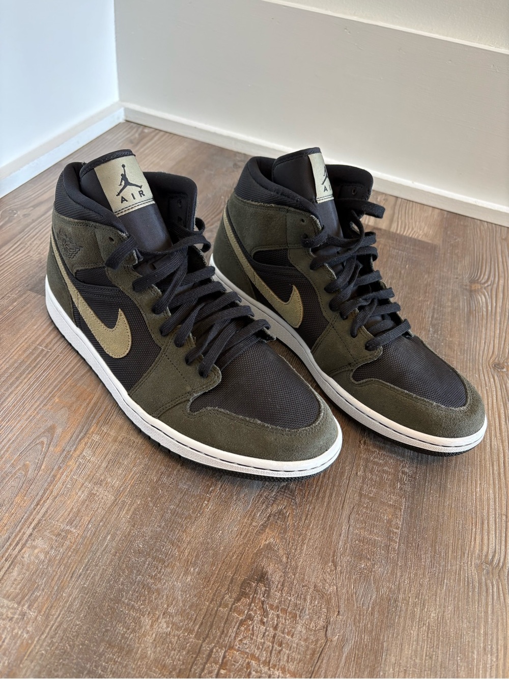Jordan Men’s High-Top Sneakers in Olive Green and Black